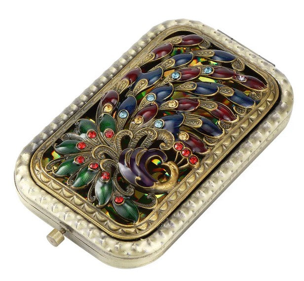 Gilded Age Peacock Compact Mirror