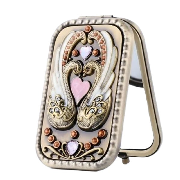 Gilded Age Swan Compact Mirror